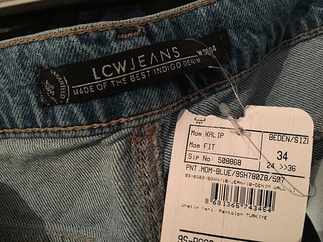 LC Waikiki Lcw mom jeans sıfır ürün etiketli