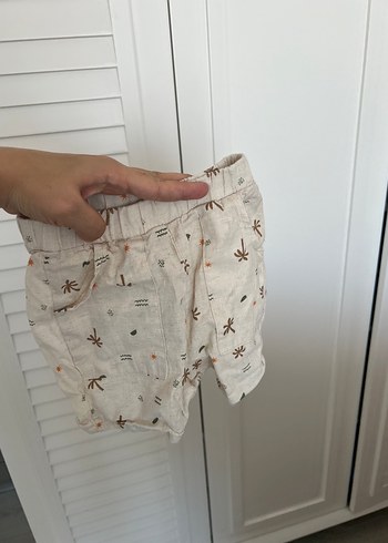 Defacto Kısa Kollu Bej Keten Bebek Tulum