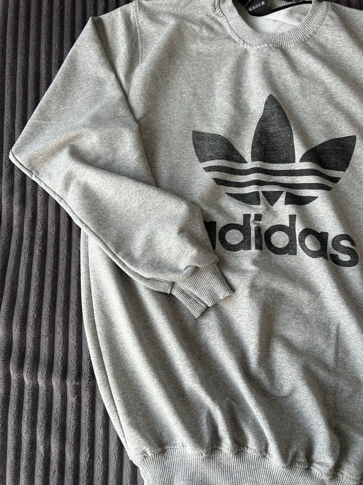Gri Adidas Baskılı Erkek Sweatshirt - Görsel 2