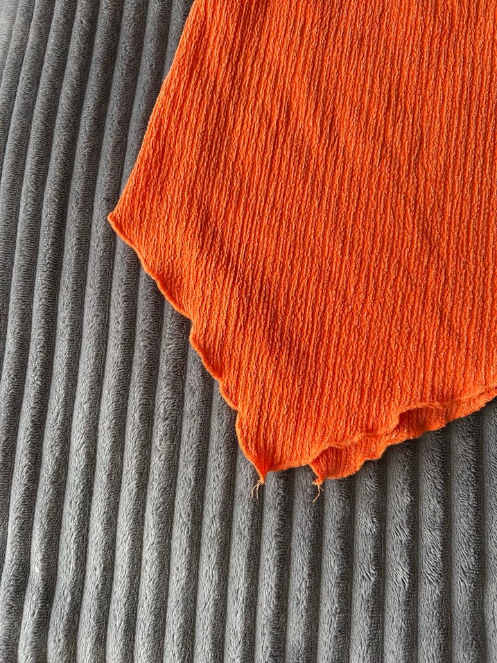 Turuncu Keten straplez bluz - Görsel 2