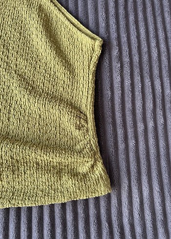 Kadın Sarı Örgü Kolsuz Triko Bluz - Görsel 3