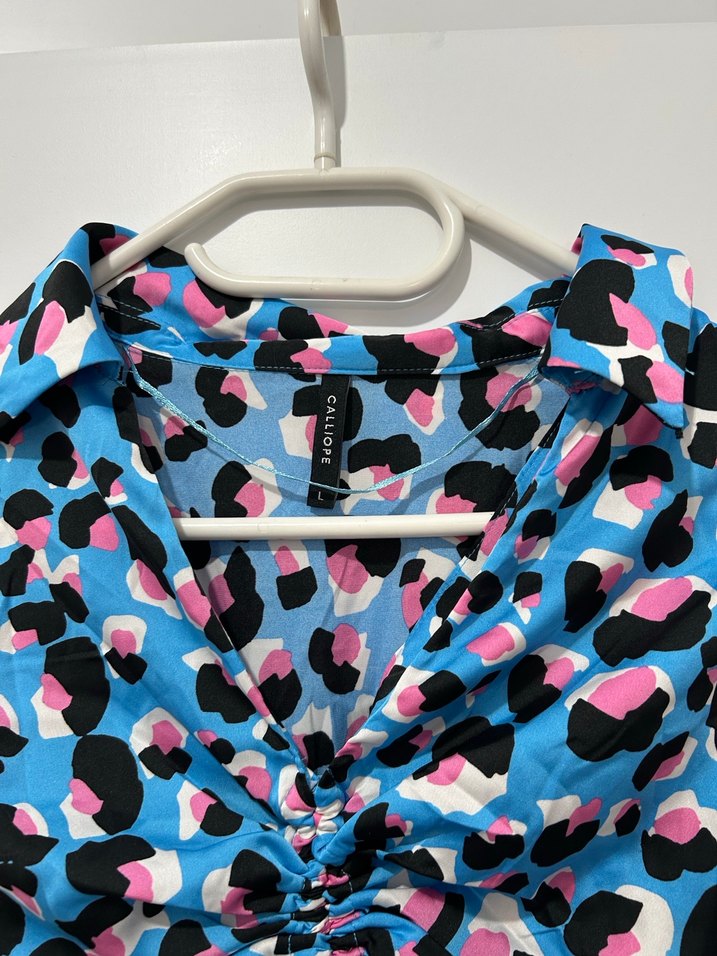 Uzun Kollu Mini Leopar Desenli Elbise - Görsel 5