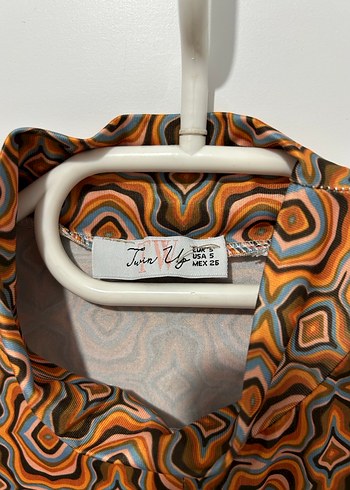 Kahverengi Bohem Uzun Kollu Mini Bluz - Görsel 4