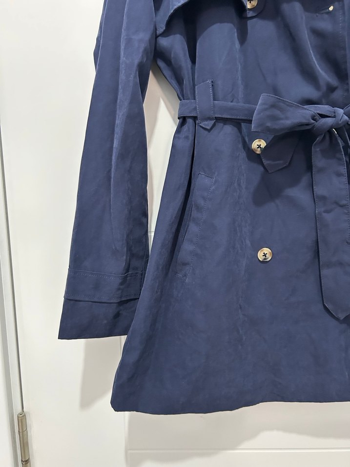 Kadın Lacivert Midi Kemerli Trençkot - Görsel 4