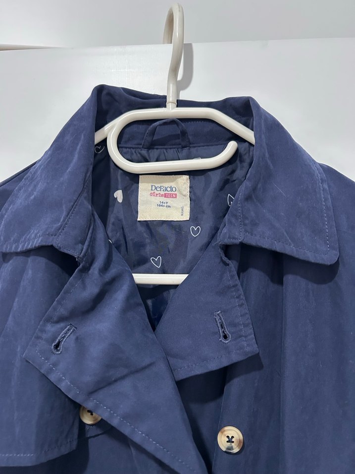 Kadın Lacivert Midi Kemerli Trençkot - Görsel 3