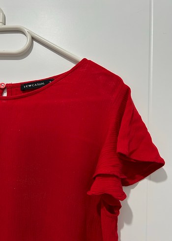 Kısa Kollu Kırmızı Bluz - Görsel 5