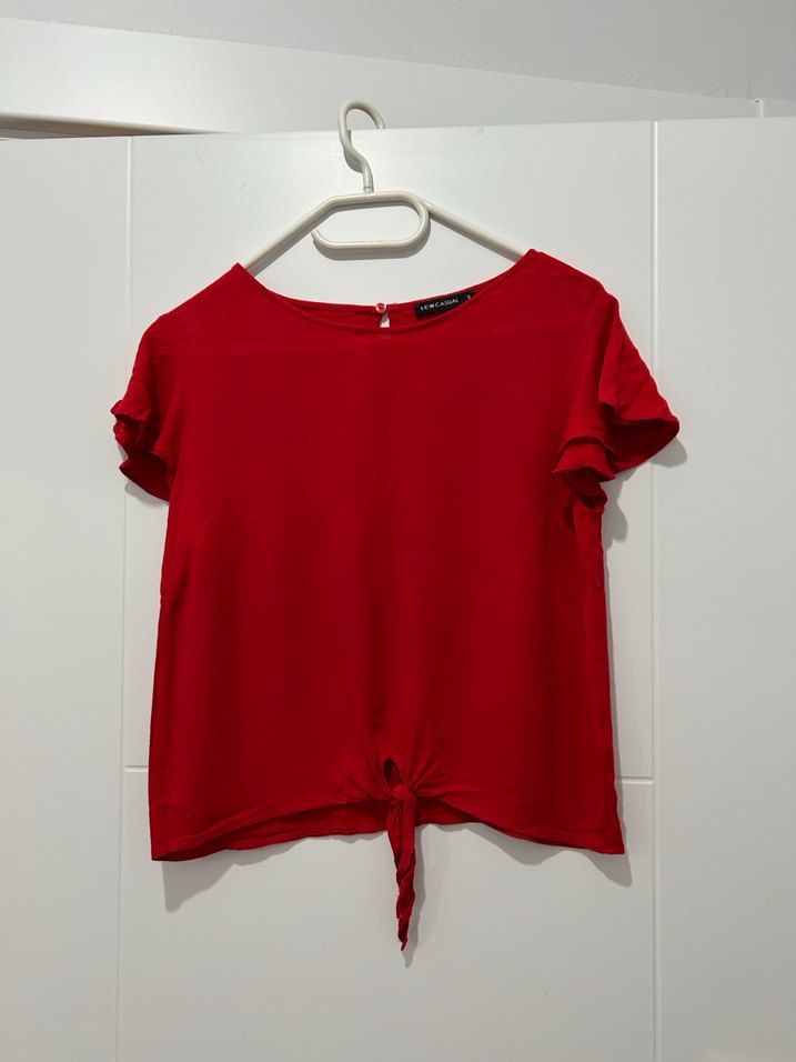 Kısa Kollu Kırmızı Bluz - Görsel 2