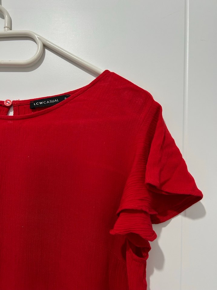 Kısa Kollu Kırmızı Bluz - Görsel 5