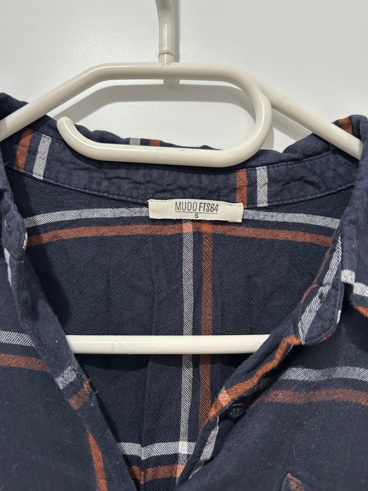 Mudo Düğmeli Koyu Kareli Pamuklu Kadın Gömlek - Görsel 2