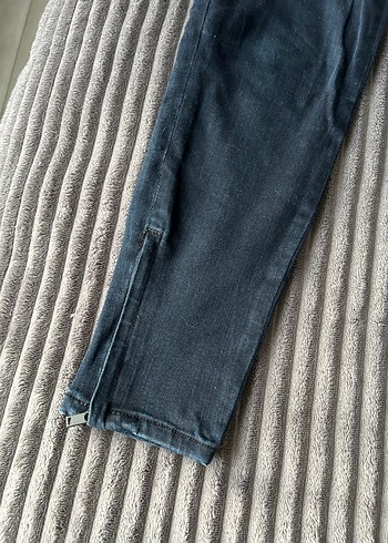 Mavi kadın Lacivert Dar Kesim Midi Kot Pantolon - Görsel 3