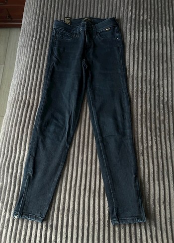 Mavi kadın Lacivert Dar Kesim Midi Kot Pantolon - Görsel 2