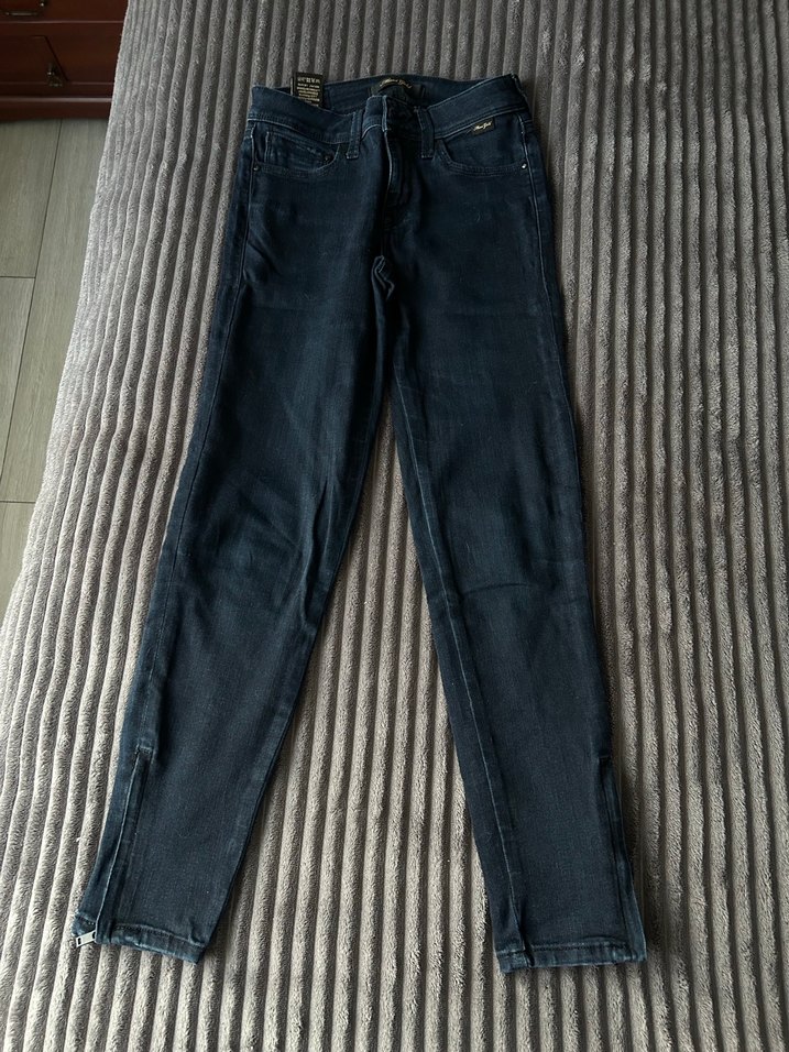 Mavi kadın Lacivert Dar Kesim Midi Kot Pantolon - Görsel 2