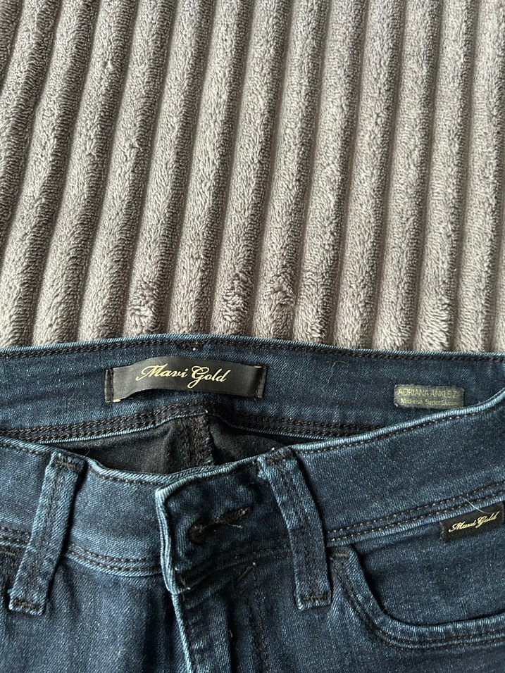 Mavi kadın Lacivert Dar Kesim Midi Kot Pantolon - Görsel 5