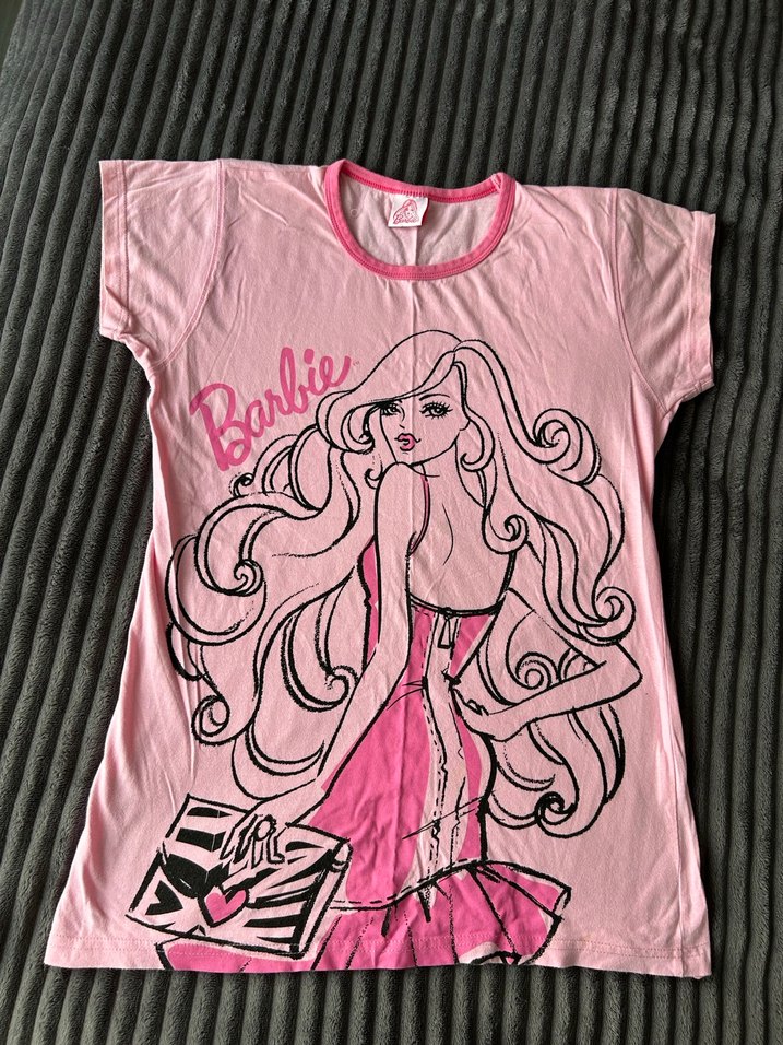 Kadın Pembe Barbie Baskılı Tişört - Görsel 4