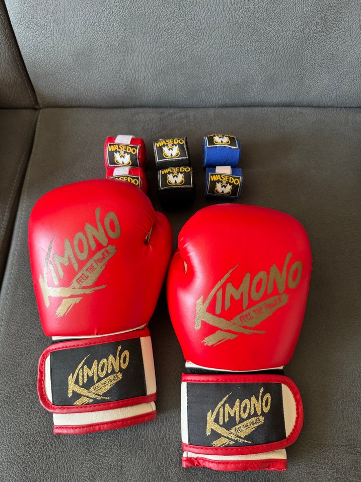 Kırmızı Deri Erkek Boks Eldiveni KİMONO - Görsel 3