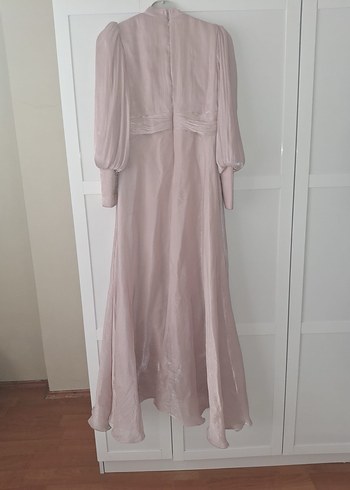 Pudra pembesi uzun tesettür abiye elbise - Görsel 3