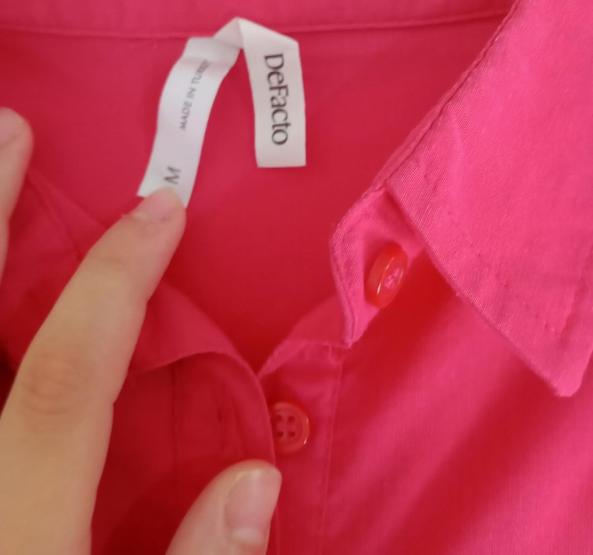 Pembe Düğmeli Uzun Kollu Kadın Gömlek - Görsel 2