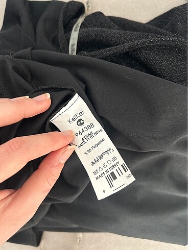 38 Beden siyah Renk Kei kei parıltılı mini elbise