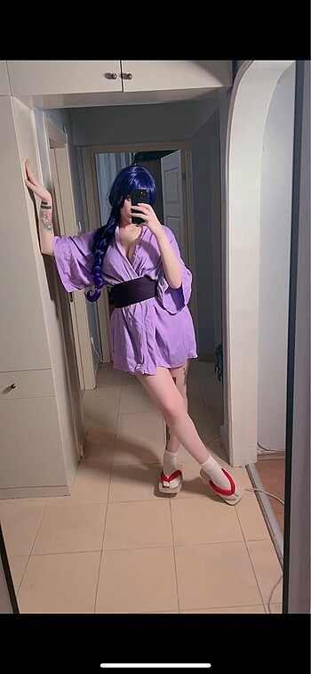 s Beden mor Renk Kimono kemer