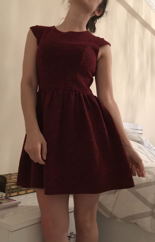 xs Beden kahverengi Renk Bordo kısa elbise