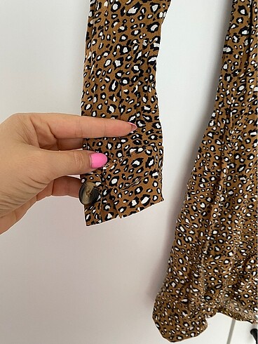 s Beden Leoparlı elbise