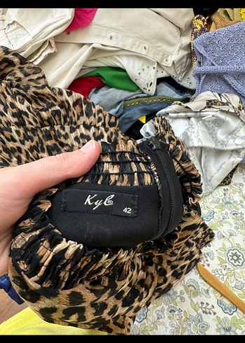 Uzun Leopar Desenli Bohem Elbise - Görsel 5