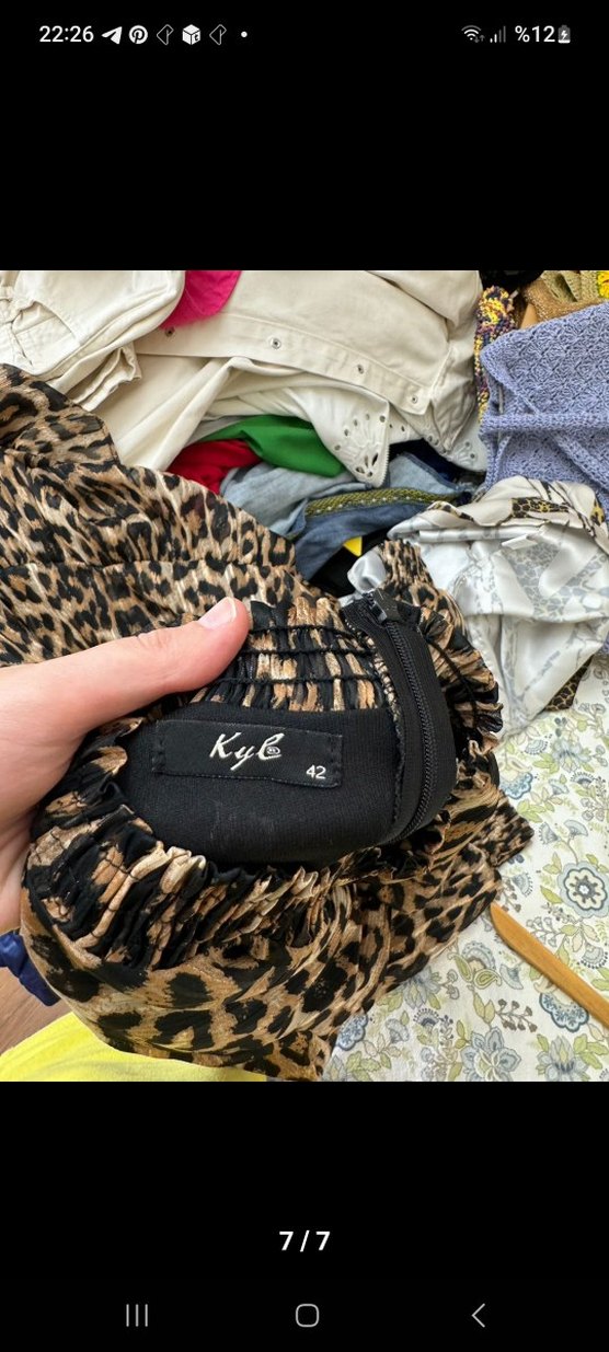 Uzun Leopar Desenli Bohem Elbise - Görsel 5