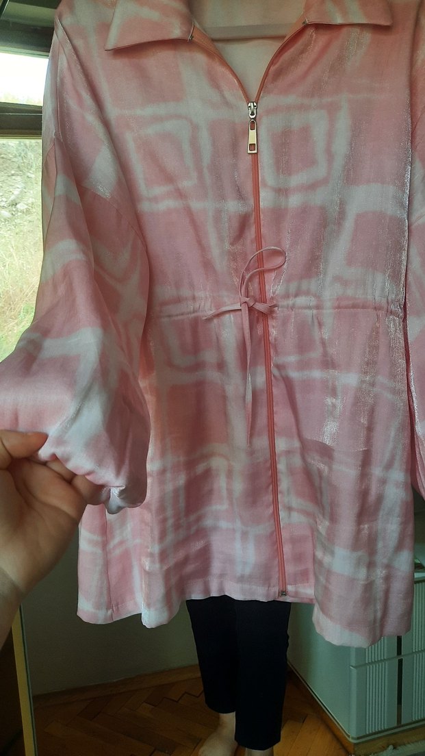 Pembe Bağcıklı Midi tunik l xl beden - Görsel 3
