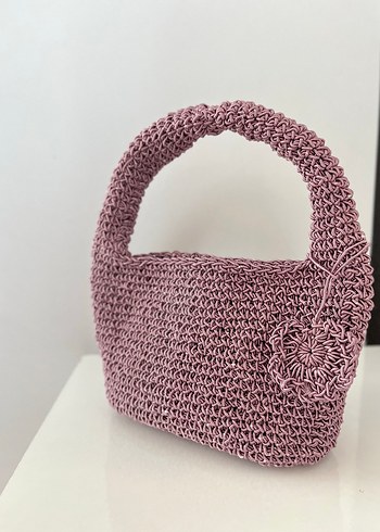 Örgü Kumaş Pembe Kadın Çanta