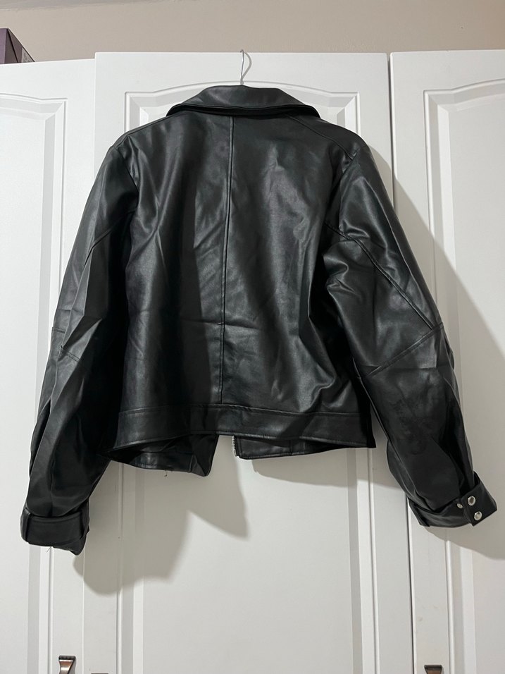 Siyah Deri Biker Ceket - Görsel 2