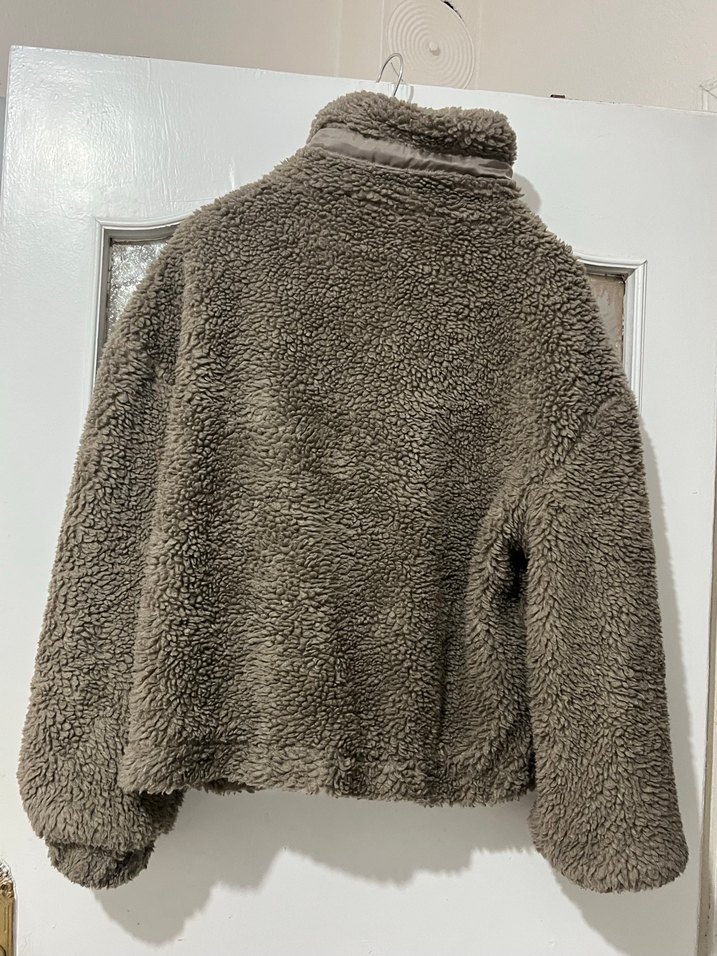 Yeşil peluş Rahat Kesim Kadın Ceket - Görsel 2