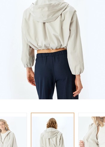 Bej Mini Fermuarlı kadın yağmurluk - Görsel 3