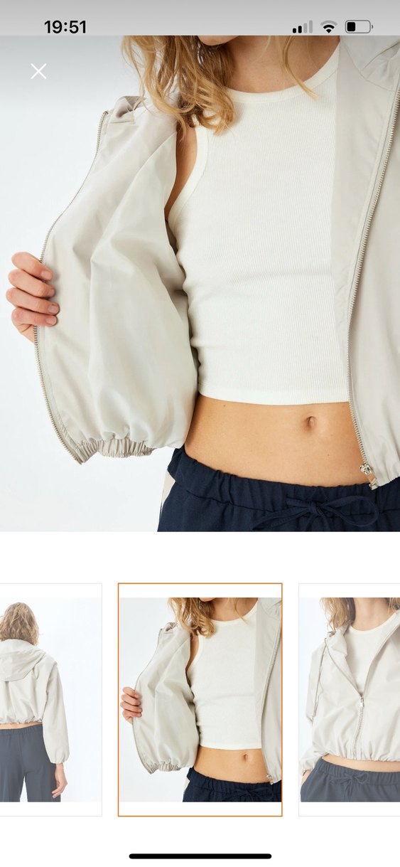 Bej Mini Fermuarlı kadın yağmurluk - Görsel 2