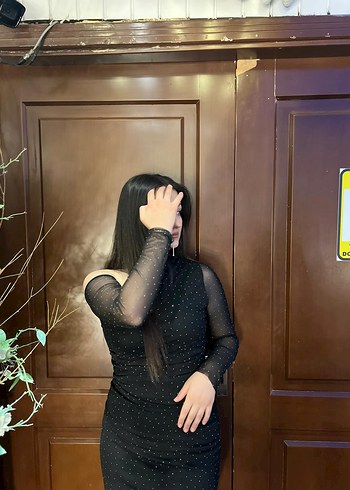 Uzun Kollu Siyah Payetli Straplez Elbise - Görsel 2