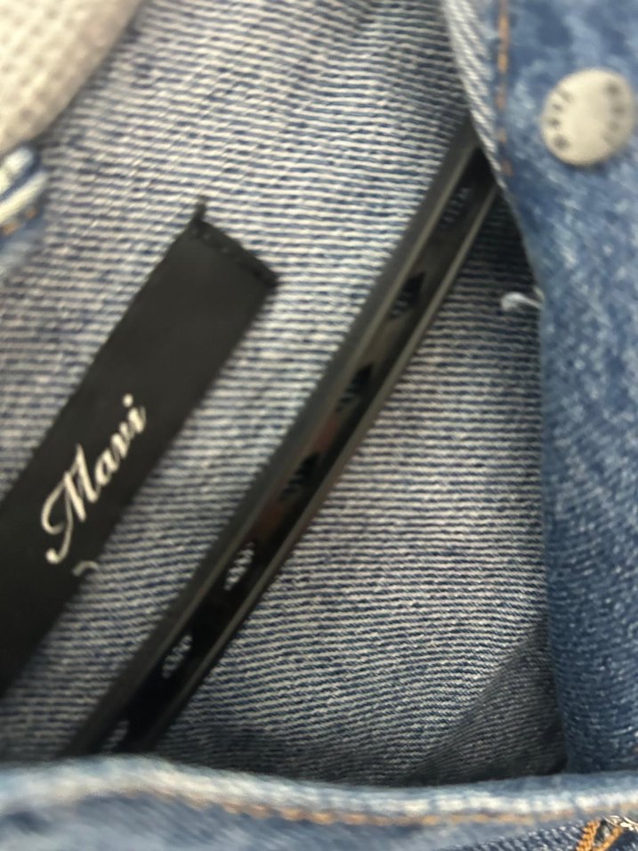 Gri Kapüşonlu Düğmeli Mavi Kadın Kot Ceket - Görsel 4