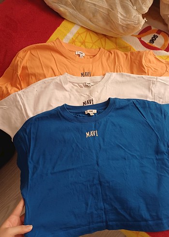 Mavi Baskılı Kadın Rahat Tişört 3 lü - Görsel 2