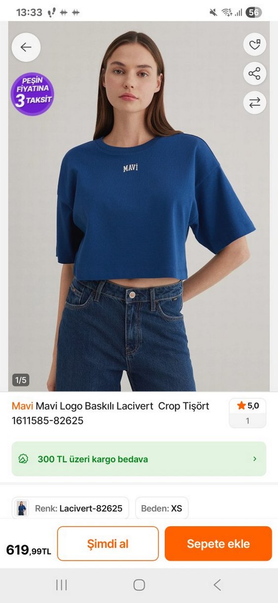 Mavi Baskılı Kadın Rahat Tişört 3 lü - Görsel 3