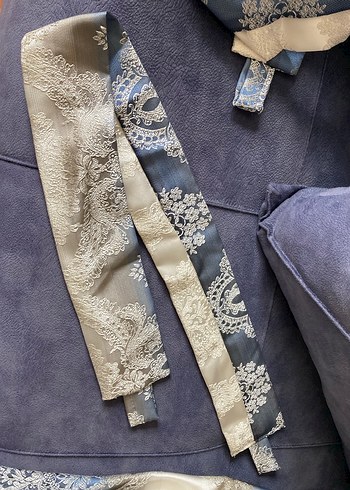 Bohem Tarzı Mavi Gri Desenli fon perde - Görsel 4