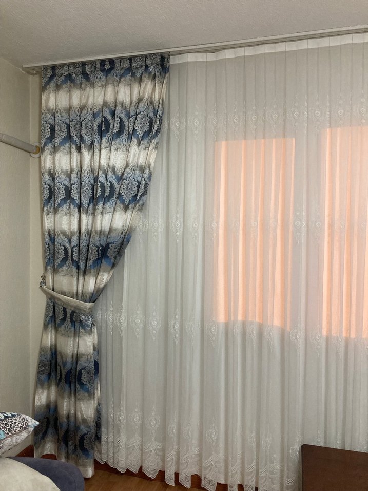 Bohem Tarzı Mavi Gri Desenli fon perde - Görsel 2