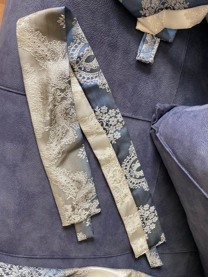 Bohem Tarzı Mavi Gri Desenli fon perde - Görsel 4