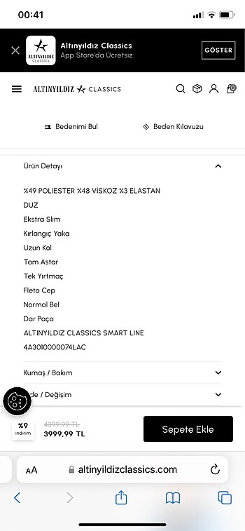 AltınYıldız Classıcs Lacıvert Takım Elbise - Görsel 5