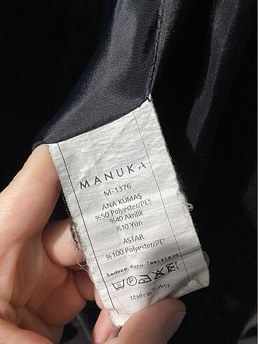 m Beden siyah Renk Manuka Kaban