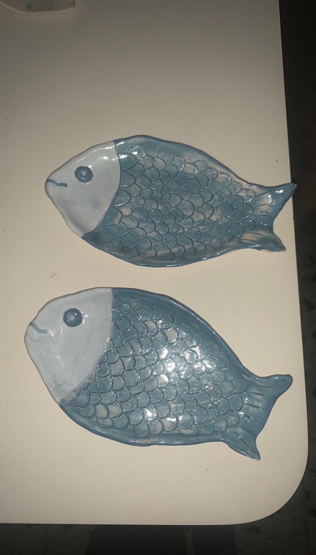 El yapımı seramik balık çift - Görsel 2