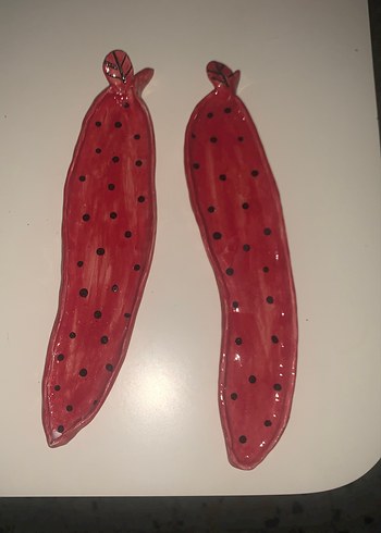 El yapımı seramik biber tabak çift - Görsel 2