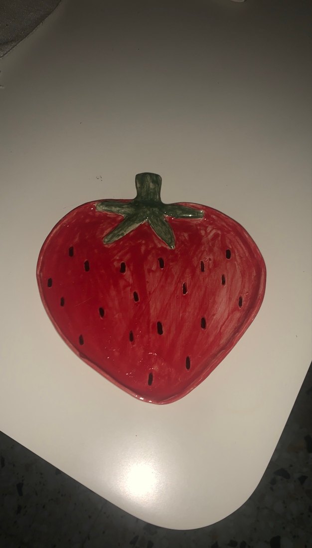 El yapımı seramik çilek küçük tabak - Görsel 2