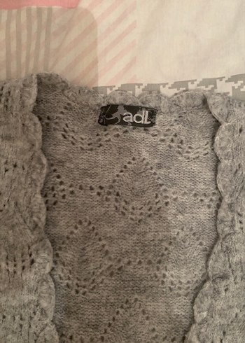 Gri V Yaka Örgü Bohem Hamile Süveter - Görsel 3