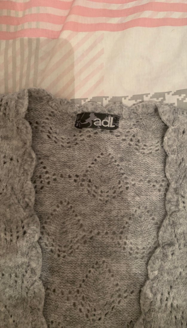 Gri V Yaka Örgü Bohem Hamile Süveter - Görsel 3