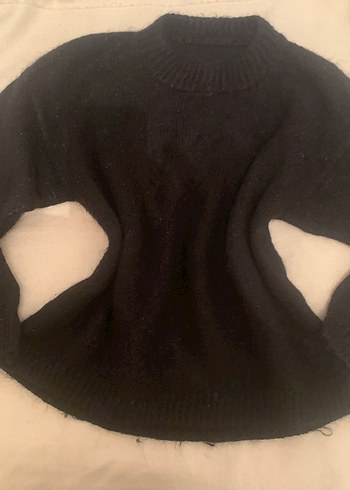 Siyah Örgü Kadın Kazak el örgüsü - Görsel 3