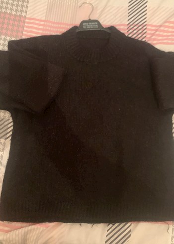 Siyah Örgü Kadın Kazak el örgüsü - Görsel 2