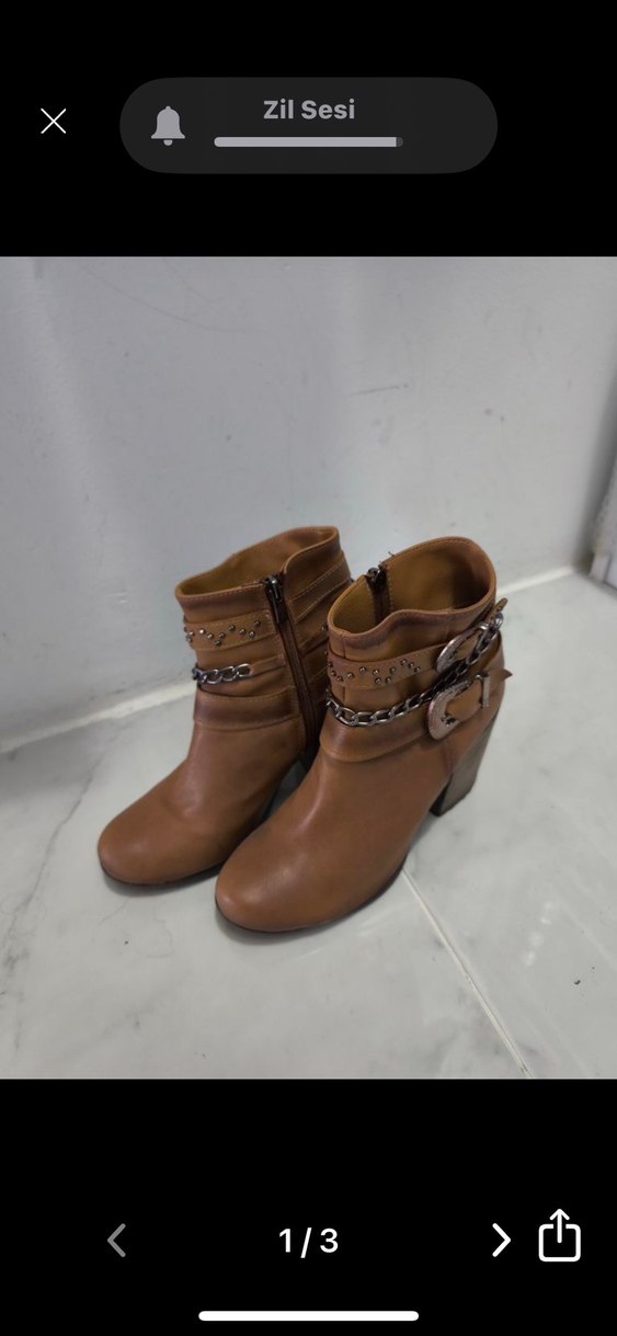 Kahverengi Zincirli Kadın Biker Bot - Görsel 4